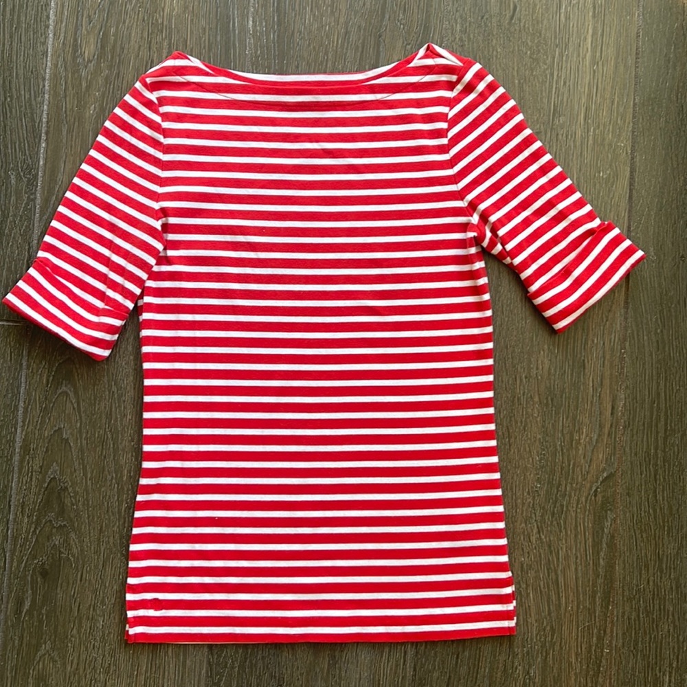 EUC LAUREN RL stripped boat neck